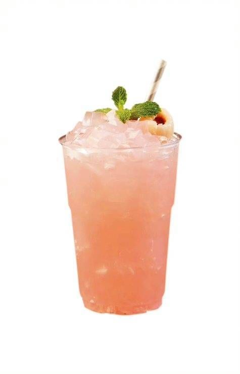 Ice Lychee with Lychee Popping Boba.